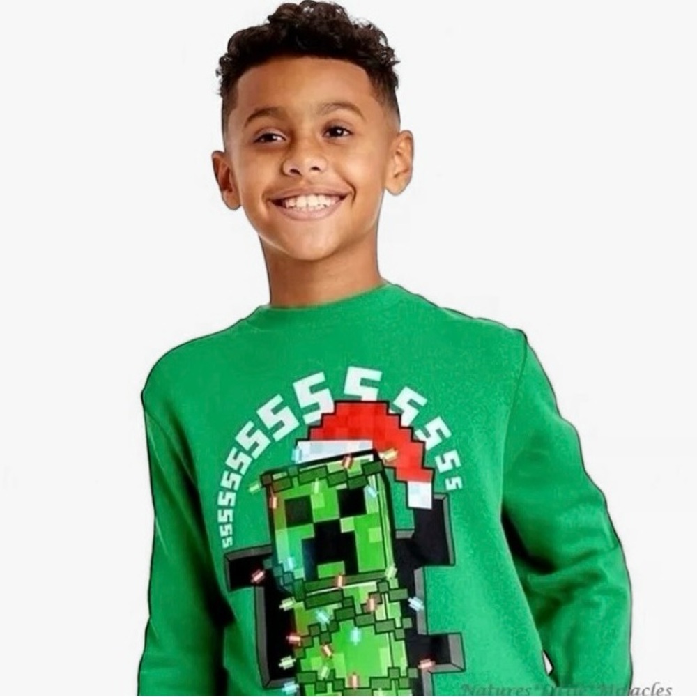 MAD ENGINE Kids MINECRAFT Christmas Graphic Sweatshirt